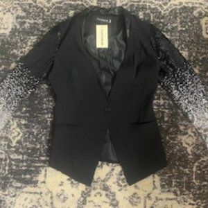 Black Crepe Jacket with Sequin Sleeves